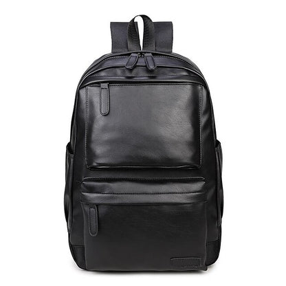with Leather Backpack Black Faux Front Zipper Men's Pocket