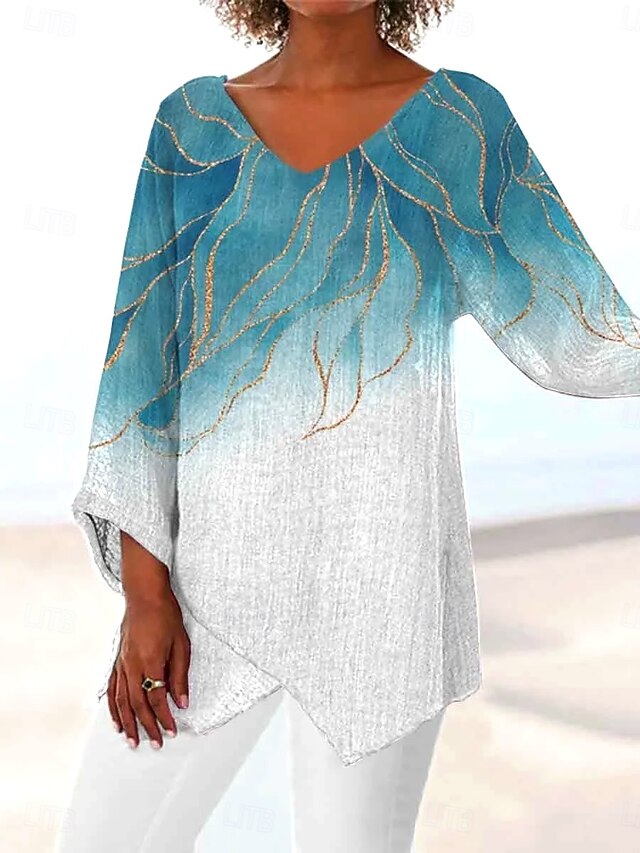 Women's Blouse Print Graphic Abstract Feather Vintage