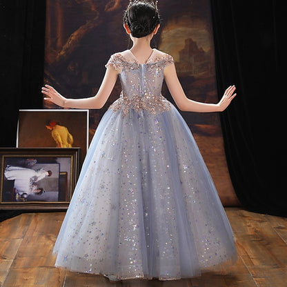 Dress Kids Sequin Party Girl Flower Short Girls'