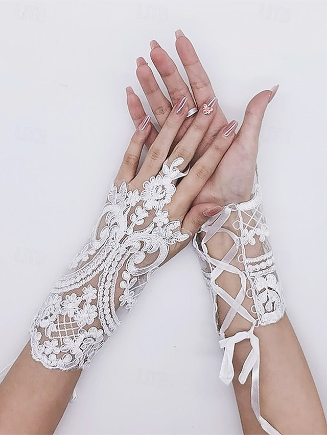 Gloves Fingerless Vintage Bridal Elegant – White Lace Wedding