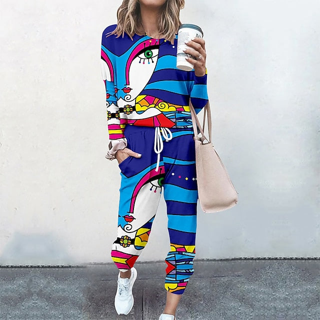 Women's Sweatshirt Tracksuit Pants Sets Streetwear Cinched