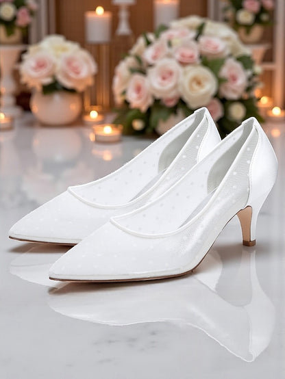 Women's Low and Mesh with Polka White Shoes Dot Wedding