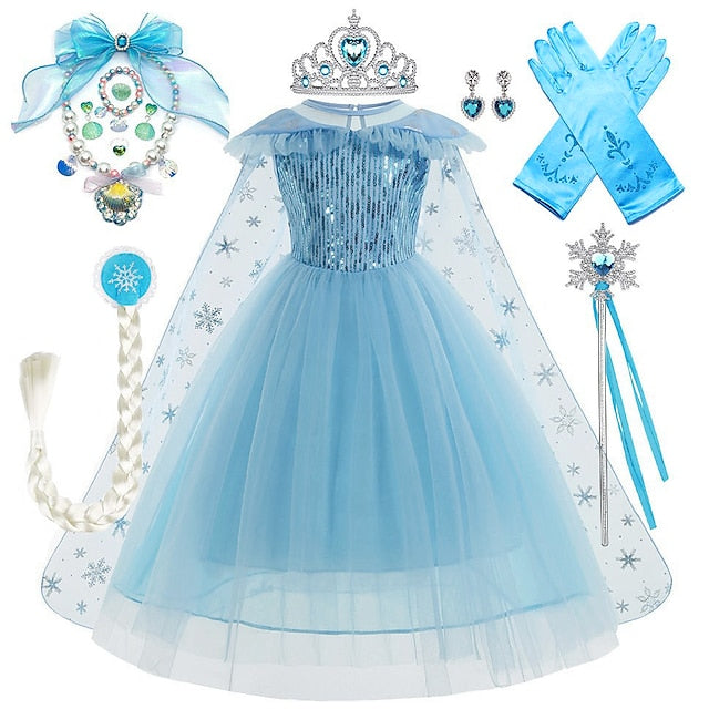 Party Princess Theme Flower Dress Girl Fairytale Frozen Elsa