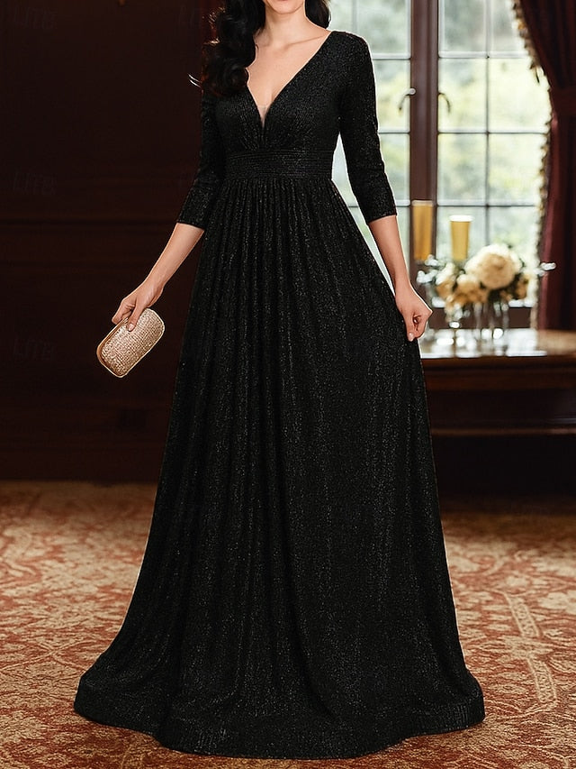 A-Line Floor Length Wedding Guest Dress Formal Dresses Evening