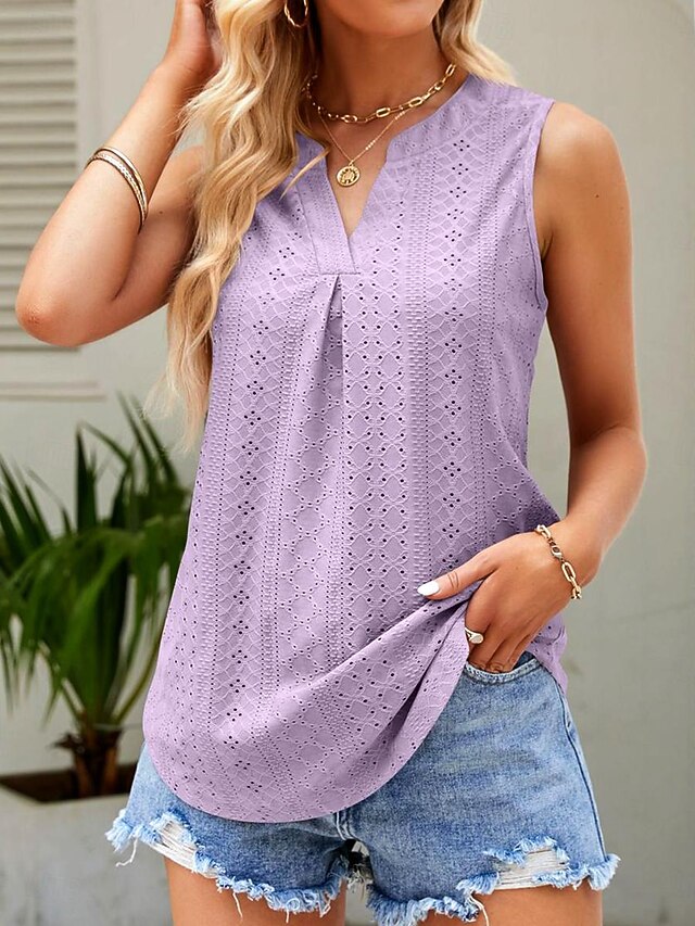 Women's Pointelle Shirt Eyelet Top Lace Shirt Short Sleeve