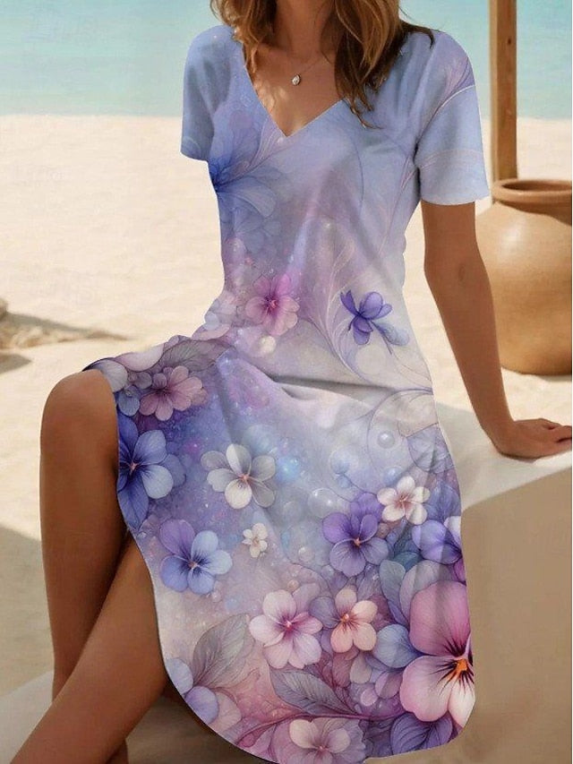 Women's Mini Dress T Shirt Dress Tee Dress Sundress A Line