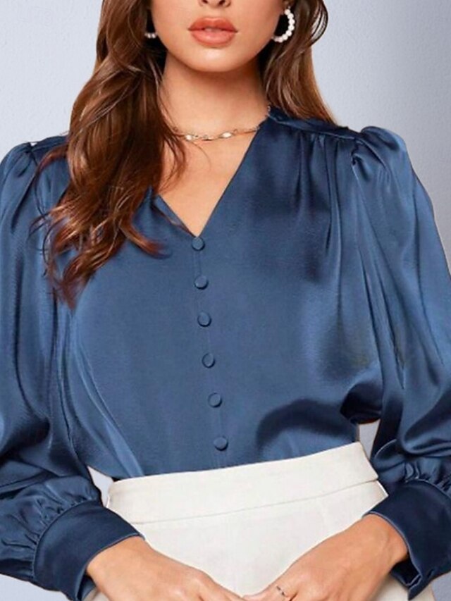 Women's Shirt Satin Shirt Button Down Shirt Casual Shirt