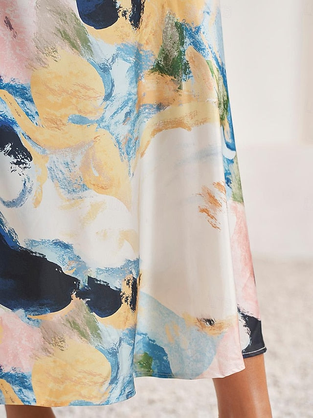 Women's Wedding Guest Dress Elegant Tie Dye Maxi Dress