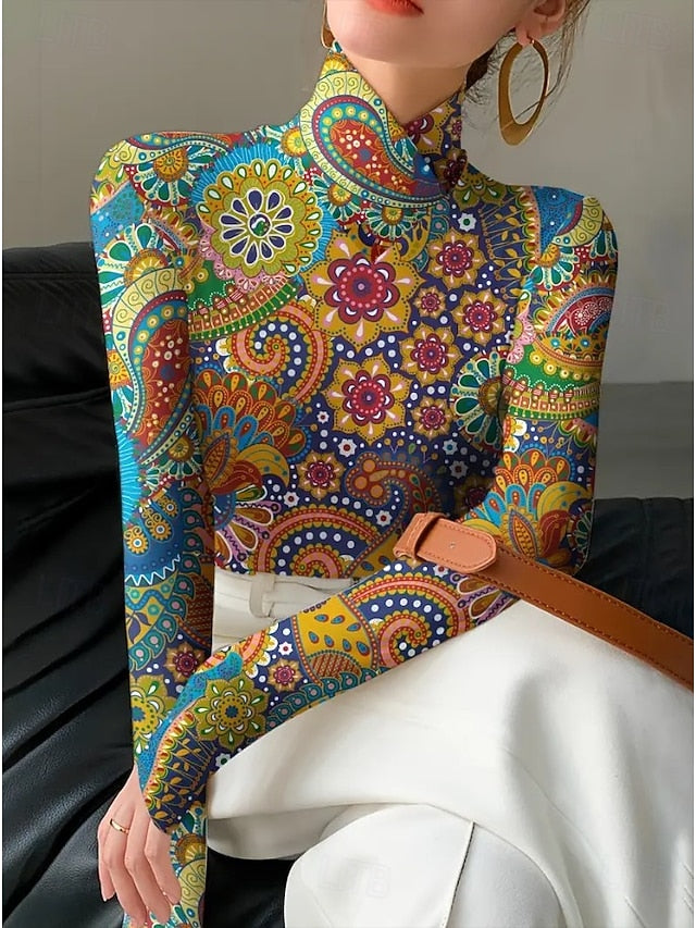 Women's Tunic Floral Elegant Bohemia Vintage Long Sleeve