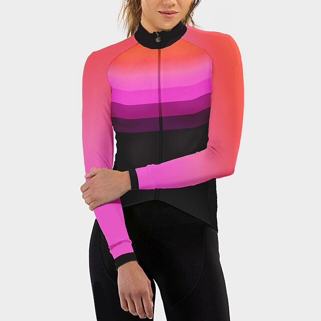 Women's Cycling Jersey Gradient Long Sleeve Bike Jersey Top