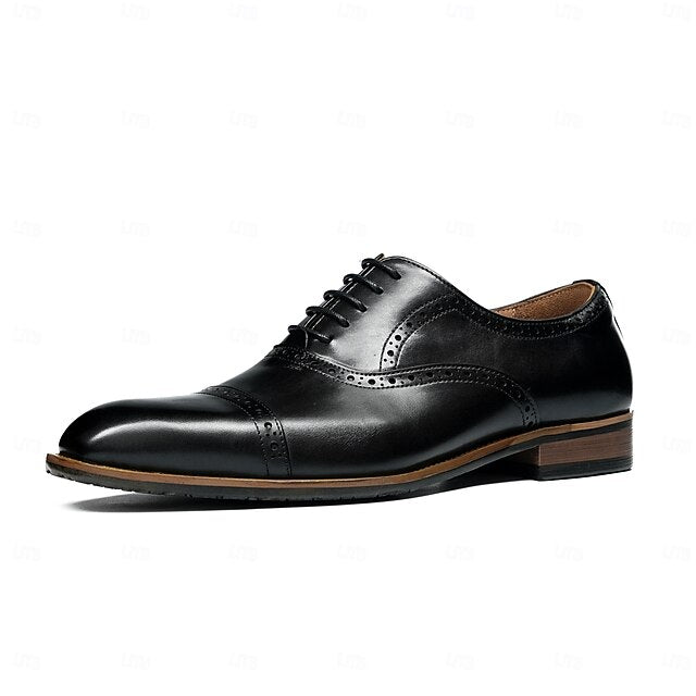 with Shoes Wingtip Oxford Men's Genuine Light Leather Brown