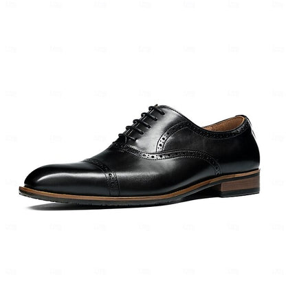 with Shoes Wingtip Oxford Men's Genuine Light Leather Brown