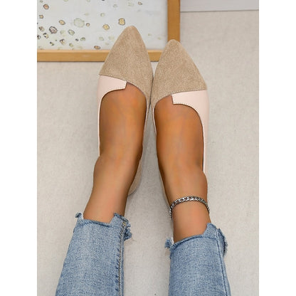Two-Tone Pointed Toe Slip-On Flats Elegant Women's –