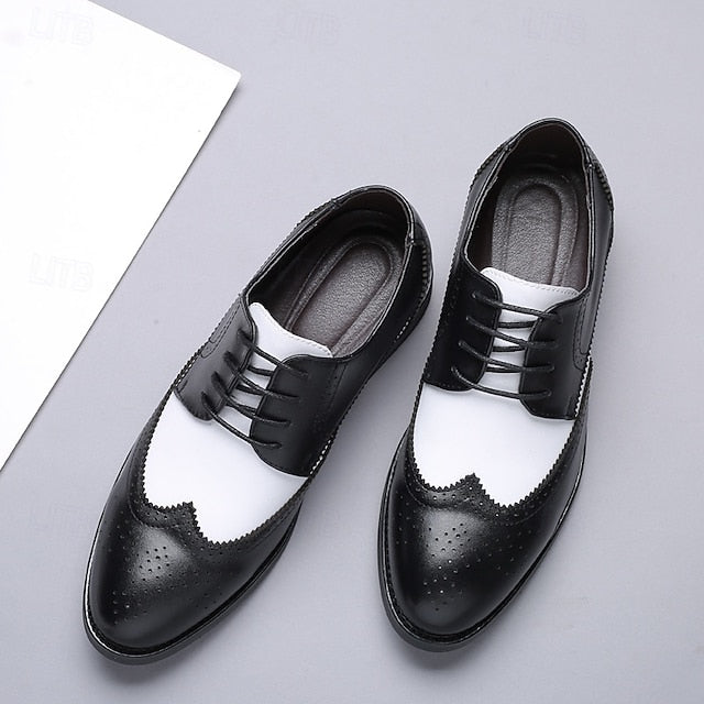 Shoes with Brogue and Men's White Black Oxford