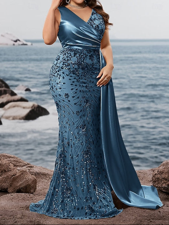 Trumpet Dress Formal Long Mermaid Wear / Evening Sparkle Gown