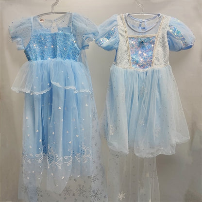 Girl Cloak Dress Cosplay Elsa Flower Frozen Princess