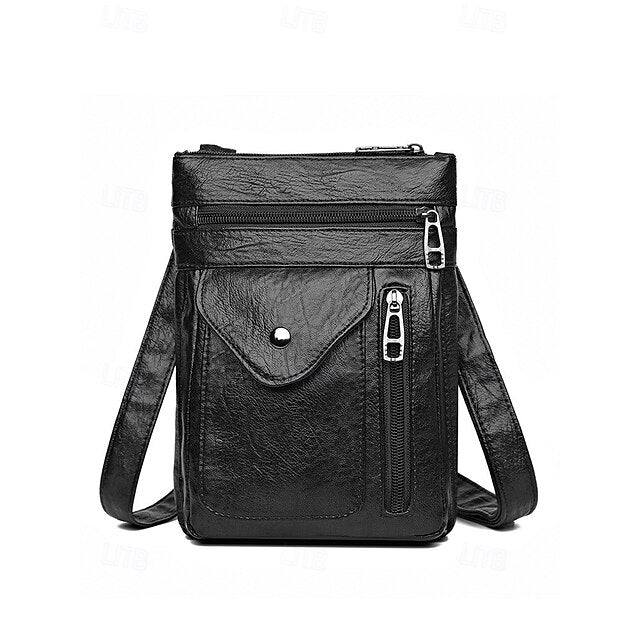 Leather Vintage Multi-Pocket Crossbody Women's Faux - Bag
