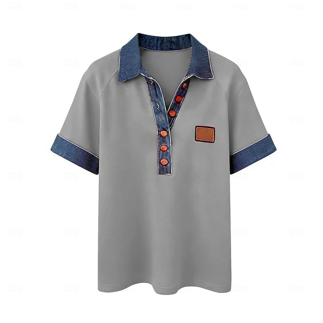 Women's Button Down Shirt Casual Shirt Blouse Buttons Solid