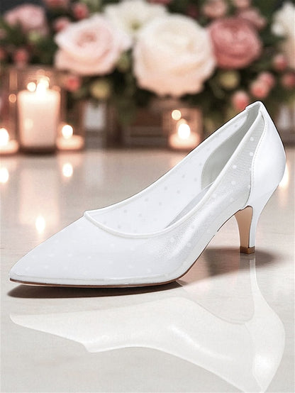 Women's Low and Mesh with Polka White Shoes Dot Wedding