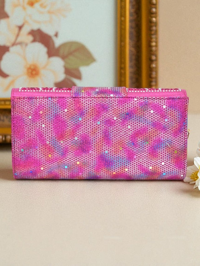 Women's Rhinestone and Gold Heels Matching Slingback Clutch