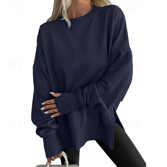 Women's Pullover Sweatshirt Plain Streetwear Casual Long