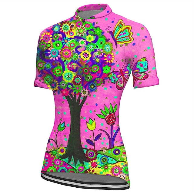 Women's Cycling Jersey Graphic Plants Short Sleeve Bike