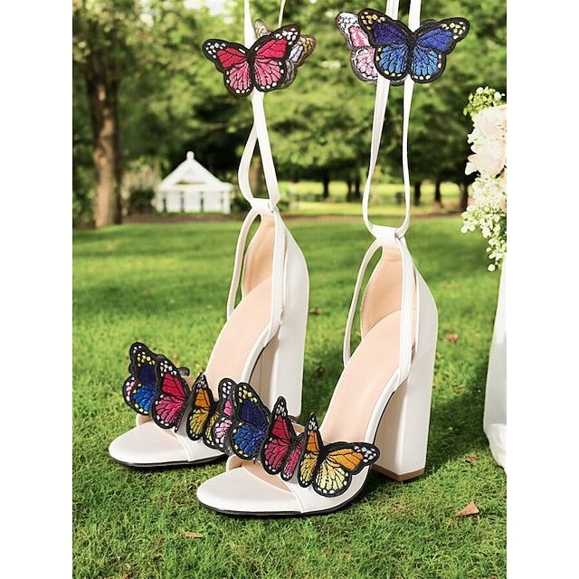 Heel for High Sandals Butterfly Women – Black Embellished