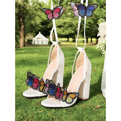 Heel for High Sandals Butterfly Women – Black Embellished