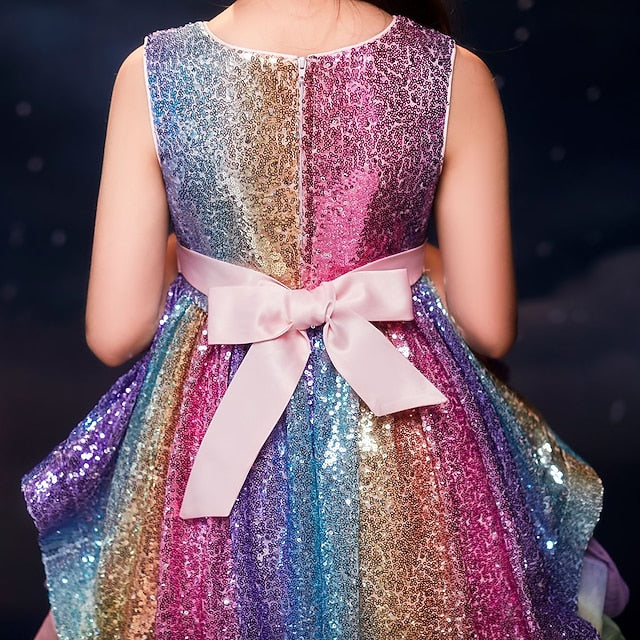 Sleeveless Dress Sequin Kids Wedding Party colour Girls'