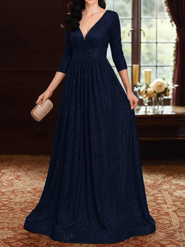 A-Line Floor Length Wedding Guest Dress Formal Dresses Evening