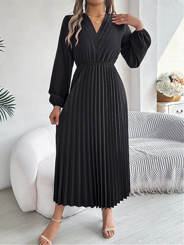 Women's Work Dress Satin A Line Dress Fashion Office Long