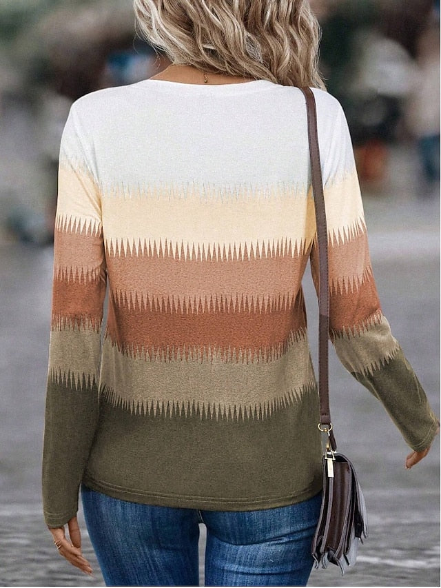 Women's Shirt Buttons Solid Color Ombre Graphic Elegant