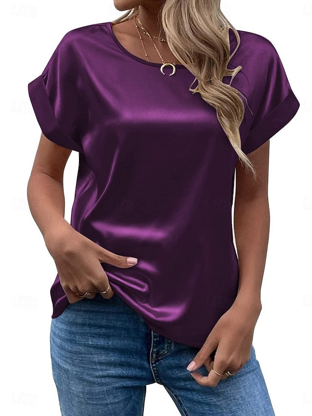 Women's T Shirt Plain Fashion Basic Modern Short Sleeve