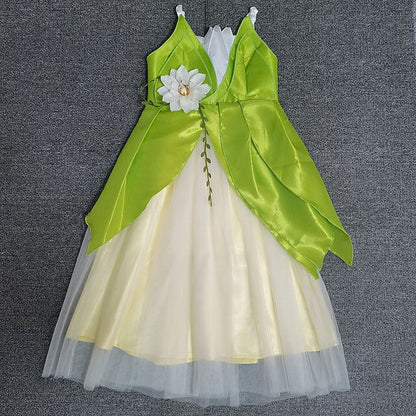 Bell Princess Fairytale Tiana Theme Dress Girl Tinker Flower