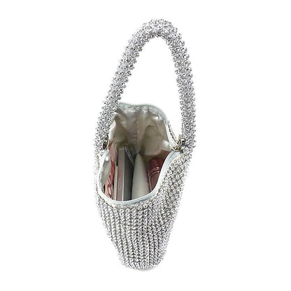 Elegant Crystal Evening Bag - Rhinestone Silver Women's