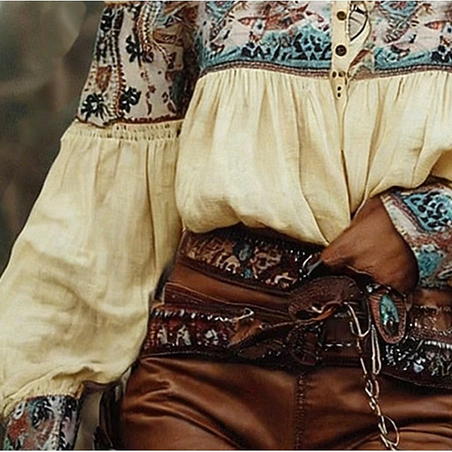 Women's Western Blouse Boho Shirt Blouse Print Flower