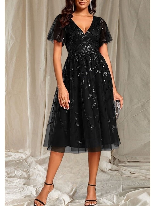 of Neck Bride Elegant V Wedding Guest Dress A-Line Mother the