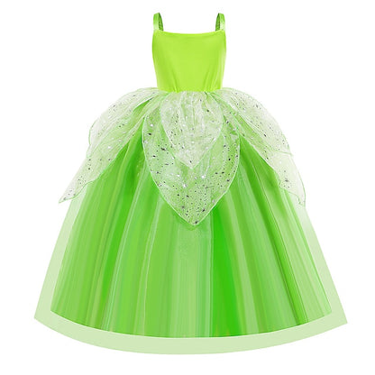 Flower Dress Princess Tiana Bell Tinker Girl Fairytale Theme