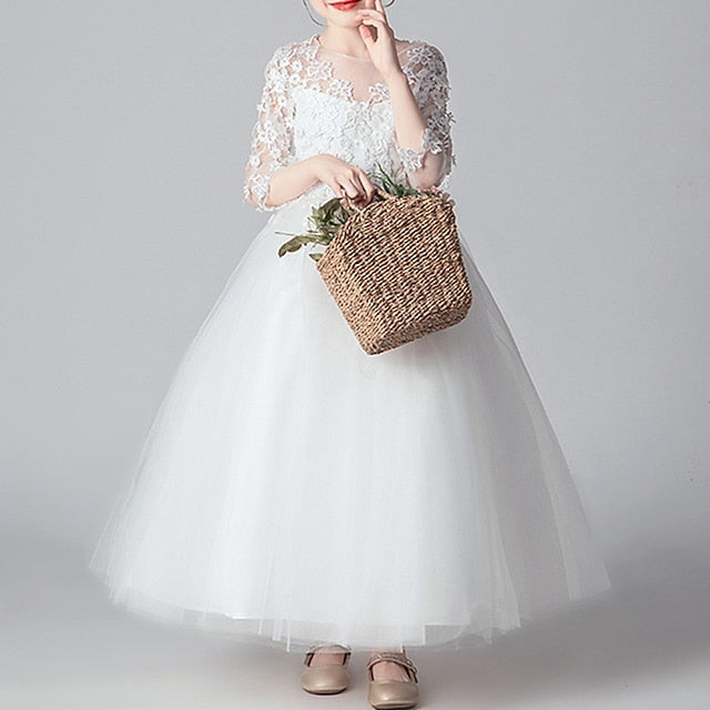 Kids Party Color Girl Girls' Dress Flower Solid