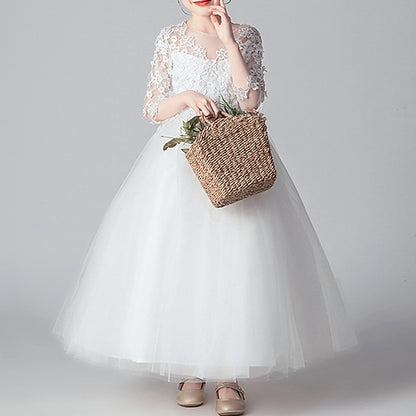 Kids Party Color Girl Girls' Dress Flower Solid