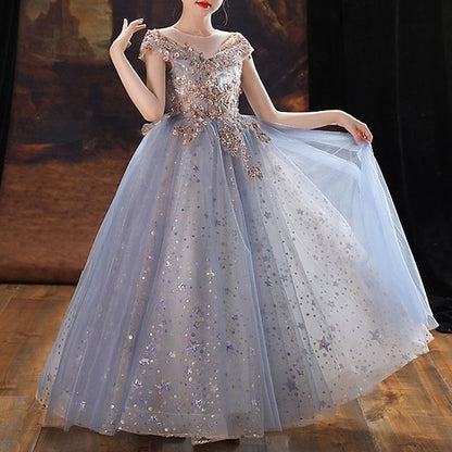 Dress Kids Sequin Party Girl Flower Short Girls'