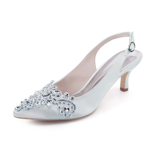 with Embellishment - Slingback Beige Women Heels Crystal for