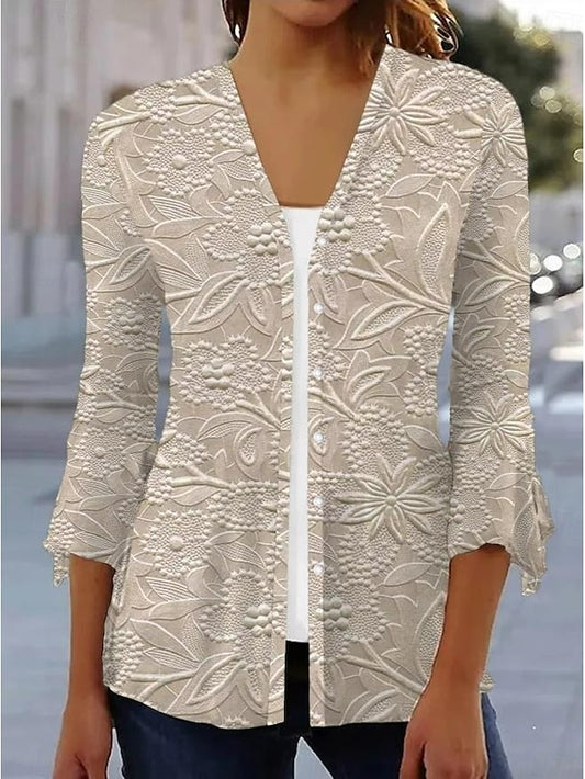 Women's Shirt 3D Print Floral Butterfly Basic 3/4 Length
