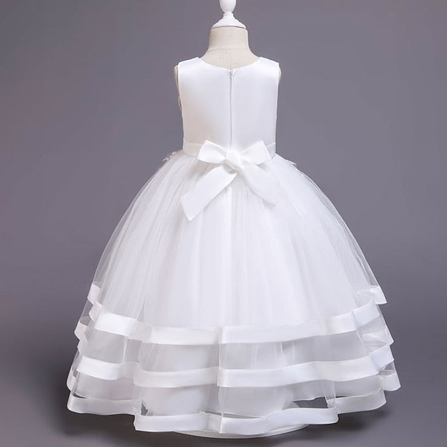 Dress Sleeveless Solid Colored Kids Party Girls' Wedding