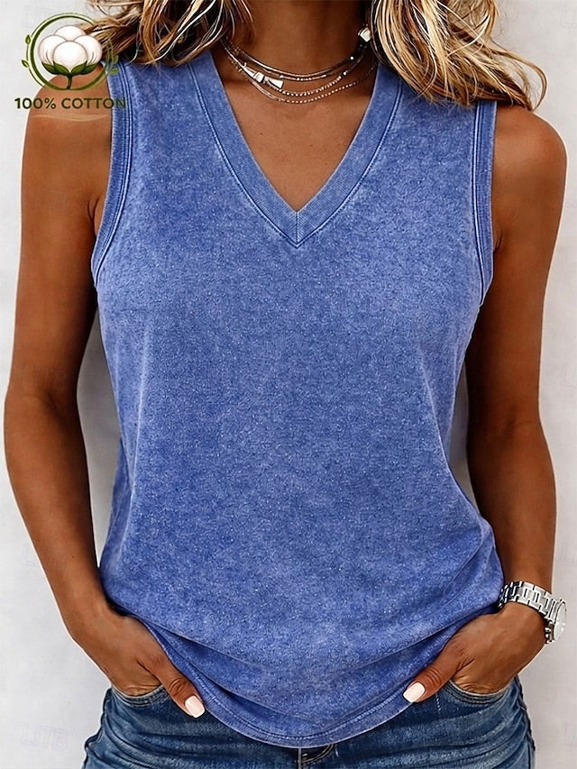 Women's Washed Cotton 100% Cotton T Shirt Tank Top Stylish