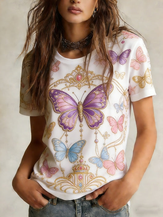 Women's T Shirt Tee Top Print Graphic Butterfly Stylish