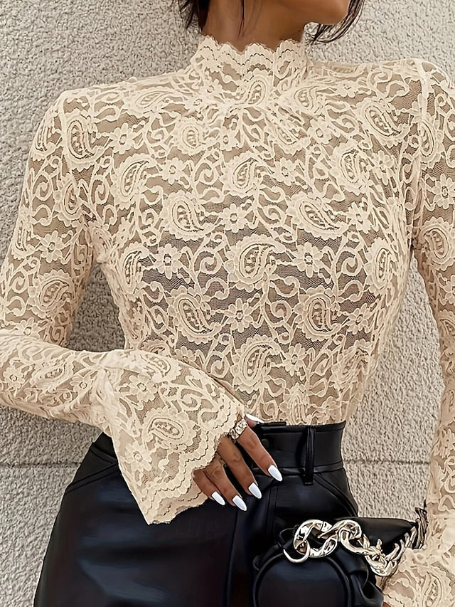 Women's Blouse Chiffon Tops Lace Tops Plain Stylish Sexy