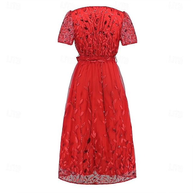 Dress Bride Neck the of V Sequin Elegant A-Line Mother