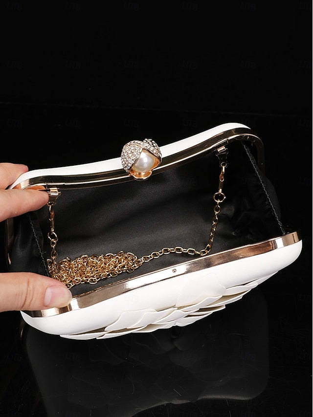 Shoes with Bridal Clutch Matching Floral-Embellished White –