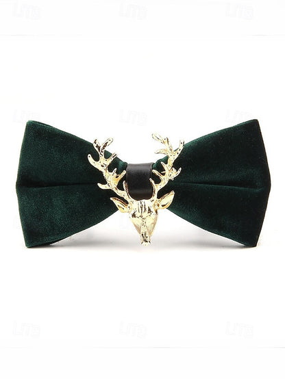 Velvet Deer Pin with Men's Bow Gold Head Tie